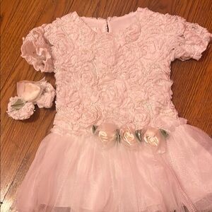 Pink Floral Dress with Tulle Skirt